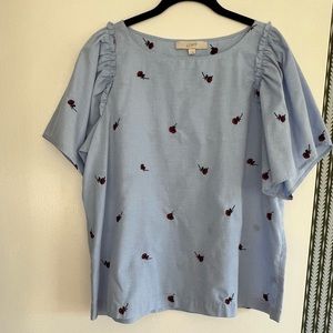 Loft cotton blouse with roses